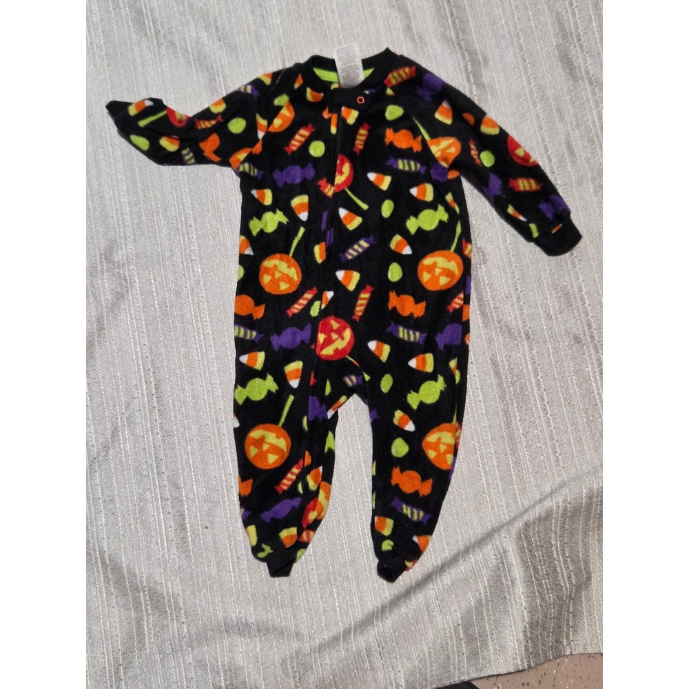 Way to Celebrate Halloween Baby Fleece Sleeper Jack-O-Lantern Candy 6-9M Black